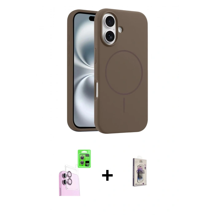 MARSİLYAN™- iPhone 16 Plus Kılıf Yankı Form Serisi - Siyah Bilvis 3D Cam Ekran Koruyucu + Raze Metal Kamera Lens - PE