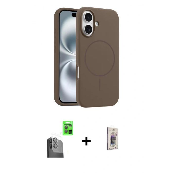 MARSİLYAN™- iPhone 16 Plus Kılıf Yankı Form Serisi - Siyah Bilvis 3D Cam Ekran Koruyucu + Raze Metal Kamera Lens - SH