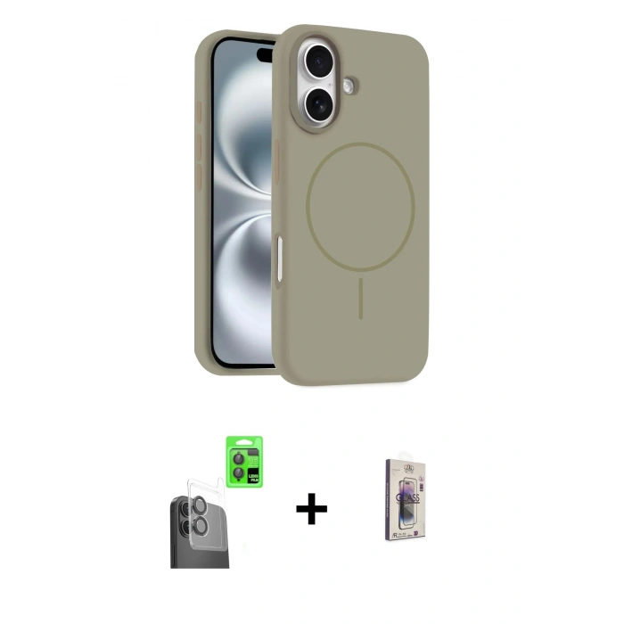 MARSİLYAN™- iPhone 16 Plus Kılıf Yankı Form Serisi - Siyah Bilvis 3D Cam Ekran Koruyucu + Raze Metal Kamera Lens - SH