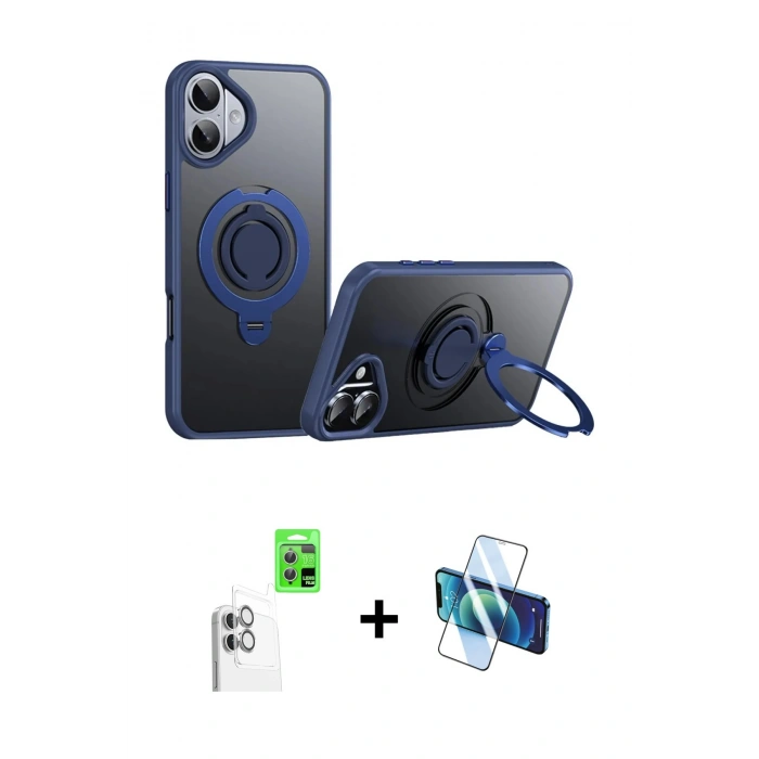 MARSİLYAN™- iPhone 16 Plus Kılıf Zirve Çizgi Prime - Siyah 3D Antistatik Seramik Nano Ekran Koruyucu + Raze Metal Kamera Lens - BZ