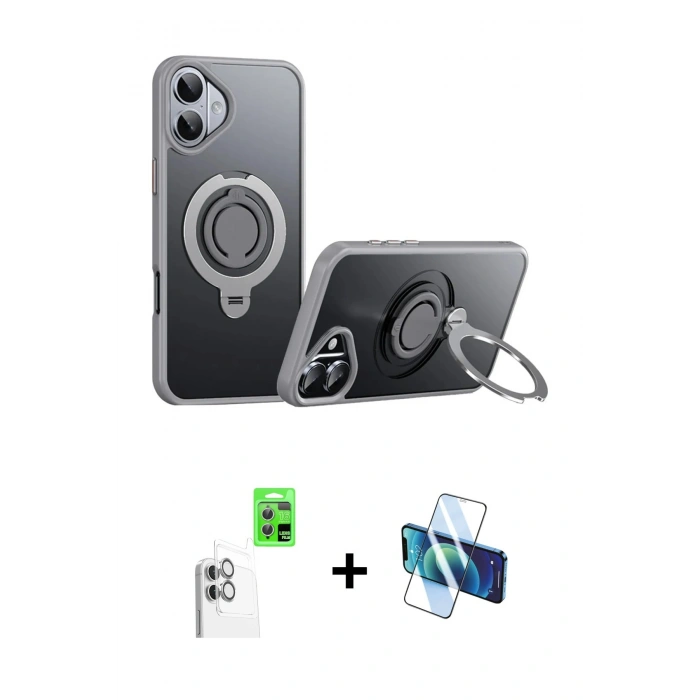MARSİLYAN™- iPhone 16 Plus Kılıf Zirve Çizgi Prime - Siyah 3D Antistatik Seramik Nano Ekran Koruyucu + Raze Metal Kamera Lens - BZ