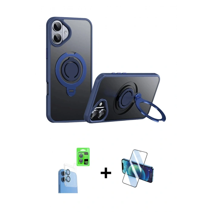 MARSİLYAN™- iPhone 16 Plus Kılıf Zirve Çizgi Prime - Siyah 3D Antistatik Seramik Nano Ekran Koruyucu + Raze Metal Kamera Lens - LT
