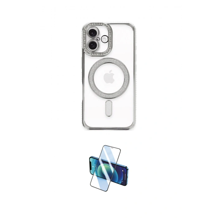 MARSİLYAN™- iPhone 16 Plus Kılıf Zirve Doku Prime - Siyah 3D Antistatik Cam Ekran Koruyucu