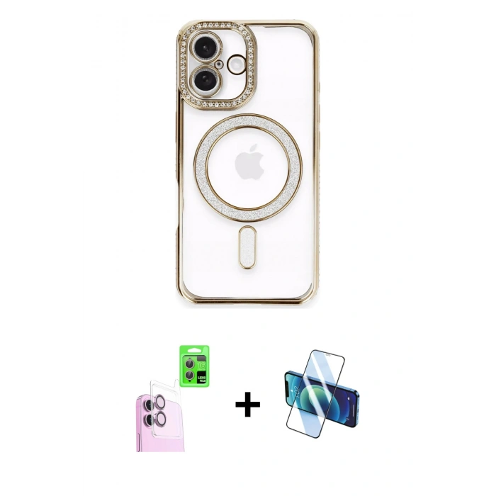 MARSİLYAN™- iPhone 16 Plus Kılıf Zirve Doku Prime - Siyah 3D Antistatik Seramik Nano Ekran Koruyucu + Raze Metal Kamera Lens - PE