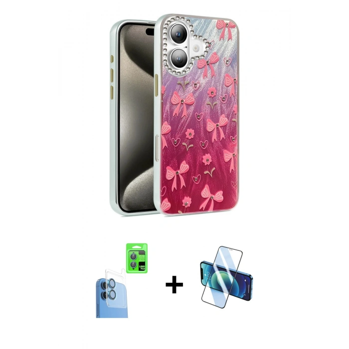MARSİLYAN™- iPhone 16 Plus Kılıf Zirve Modern Prime - Siyah 3D Antistatik Seramik Nano Ekran Koruyucu + Raze Metal Kamera Lens - LT