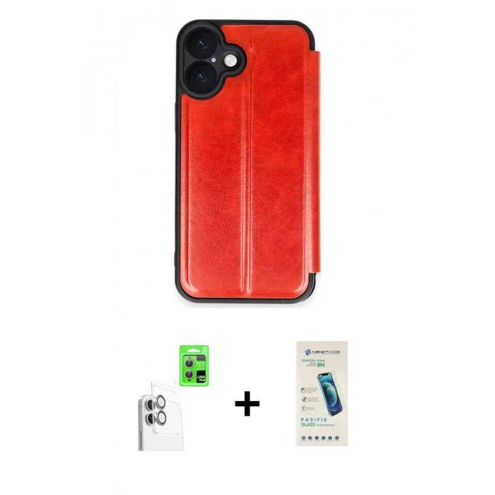 MARSİLYAN™- iPhone 16 Plus Kılıf Zirve Yansıma Serisi - Şeffaf Pasifik Cam Ekran Koruyucu + Raze Metal Kamera Lens - BZ