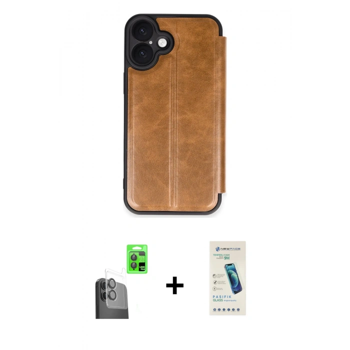 MARSİLYAN™- iPhone 16 Plus Kılıf Zirve Yansıma Serisi - Şeffaf Pasifik Cam Ekran Koruyucu + Raze Metal Kamera Lens - SH