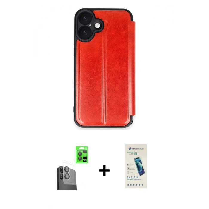 MARSİLYAN™- iPhone 16 Plus Kılıf Zirve Yansıma Serisi - Şeffaf Pasifik Cam Ekran Koruyucu + Raze Metal Kamera Lens - SH