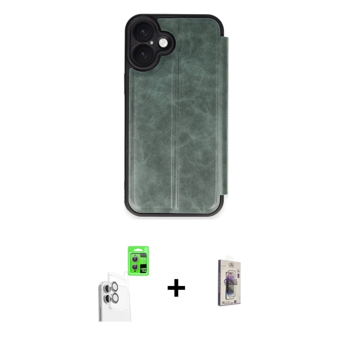 MARSİLYAN™- iPhone 16 Plus Kılıf Zirve Yansıma Serisi - Siyah Bilvis 3D Cam Ekran Koruyucu + Raze Metal Kamera Lens - BZ