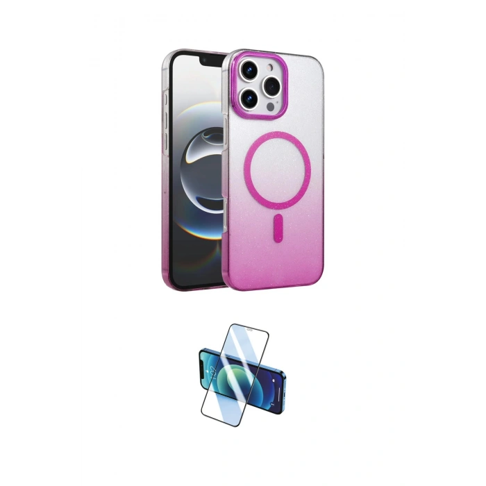MARSİLYAN™- iPhone 16 Pro Kılıf Ahenk Doku Özel Seri - Siyah 3D Antistatik Cam Ekran Koruyucu