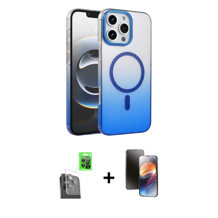 MARSİLYAN™- iPhone 16 Pro Kılıf Ahenk Doku Özel Seri - Siyah 3D Antistatik Mat Seramik Nano Ekran Koruyucu + Raze Metal Kamera Lens - SH