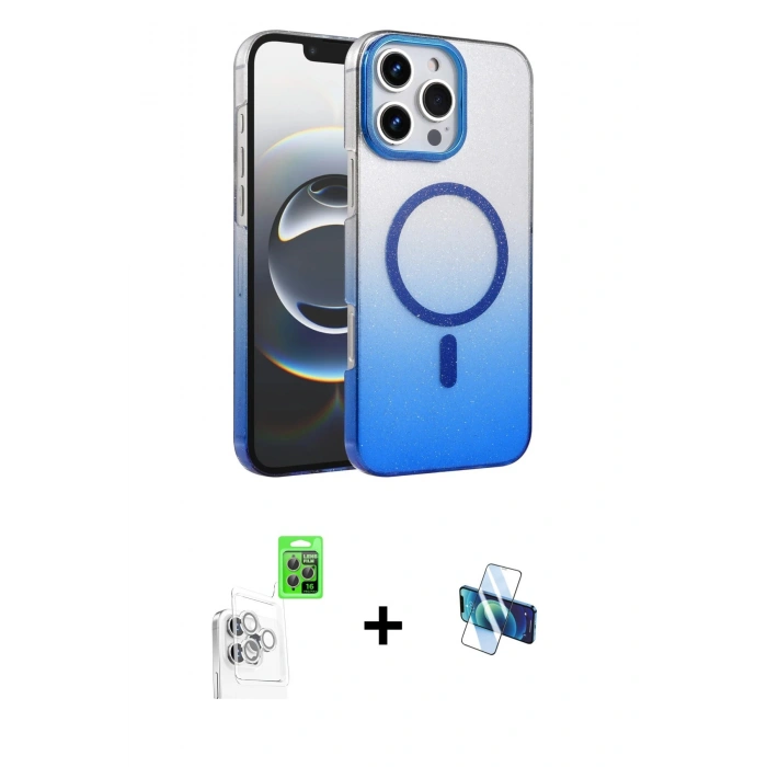 MARSİLYAN™- iPhone 16 Pro Kılıf Ahenk Doku Özel Seri - Siyah 3D Antistatik Seramik Nano Ekran Koruyucu + Raze Metal Kamera Lens - BZ
