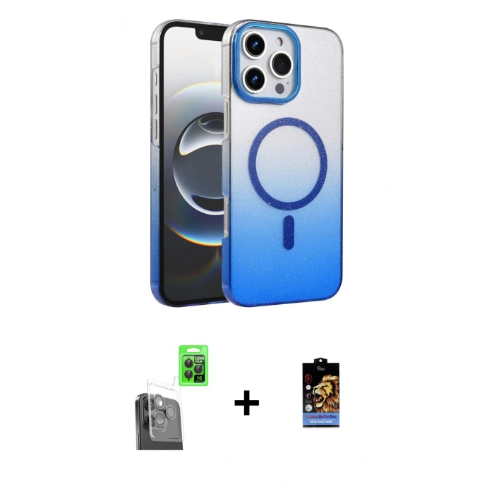 MARSİLYAN™- iPhone 16 Pro Kılıf Ahenk Doku Özel Seri - Siyah Buffer Hayalet Cam Ekran Koruyucu + Siyah Raze Metal Kamera Lens
