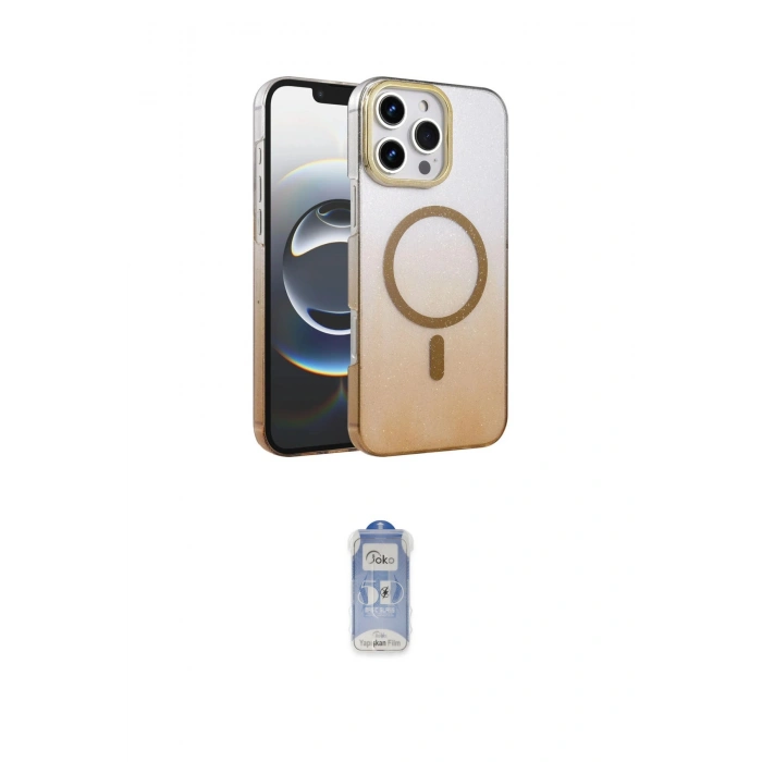 MARSİLYAN™- iPhone 16 Pro Kılıf Ahenk Doku Özel Seri - Siyah Joko Magic 5D Cam