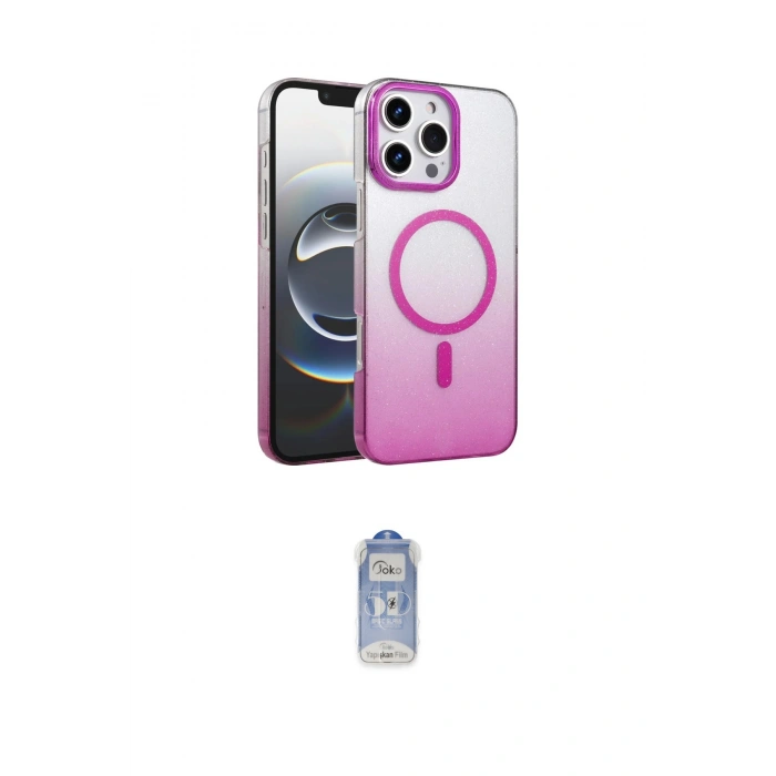 MARSİLYAN™- iPhone 16 Pro Kılıf Ahenk Doku Özel Seri - Siyah Joko Magic 5D Cam