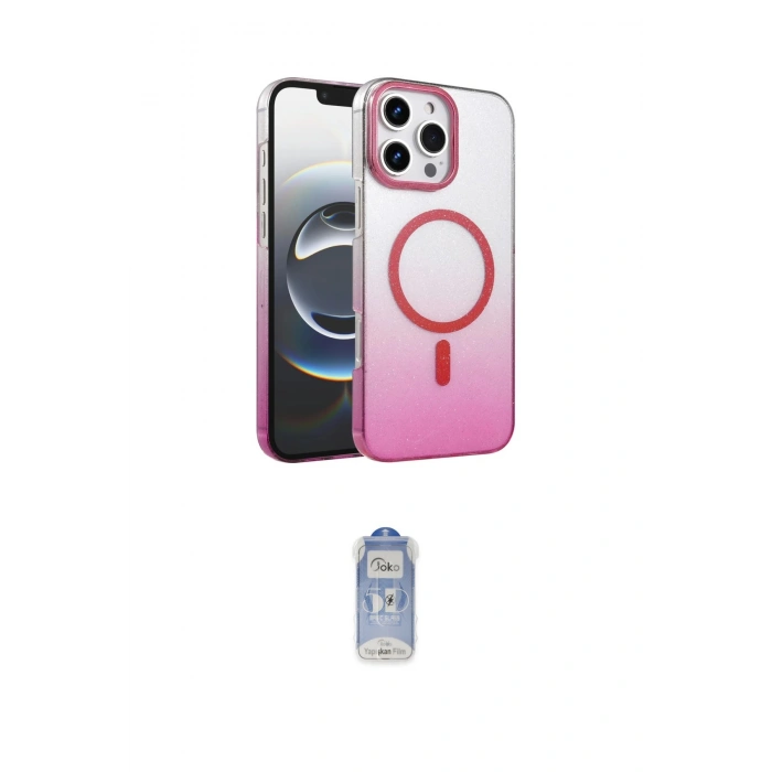 MARSİLYAN™- iPhone 16 Pro Kılıf Ahenk Doku Özel Seri - Siyah Joko Magic 5D Cam