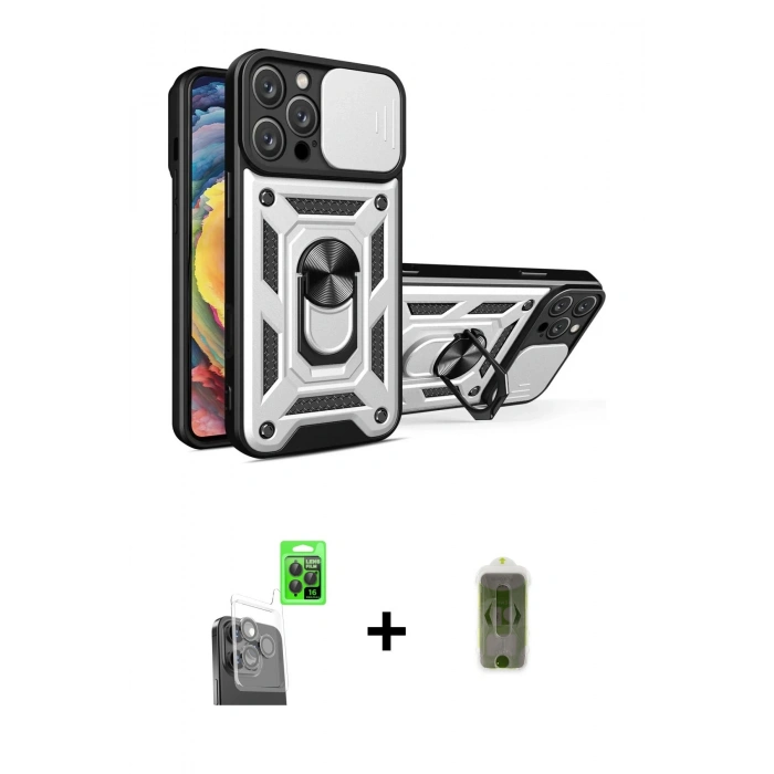 MARSİLYAN™- iPhone 16 Pro Kılıf Ahenk Klasik - Siyah Joko Magic 5D Hayalet Cam + Raze Metal Kamera Lens - SH
