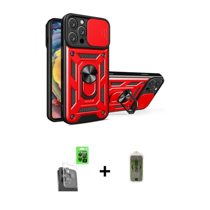 MARSİLYAN™- iPhone 16 Pro Kılıf Ahenk Klasik - Siyah Joko Magic 5D Hayalet Cam + Raze Metal Kamera Lens - SH