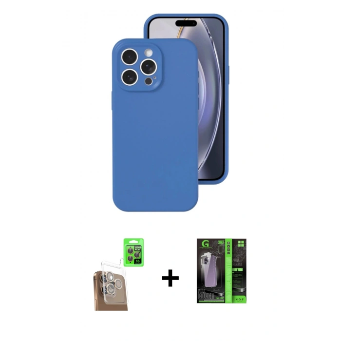 MARSİLYAN™- iPhone 16 Pro Kılıf Ahenk Serisi - Şeffaf 360 Full Body Arka Koruyucu + Raze Metal Kamera Lens - CLTM