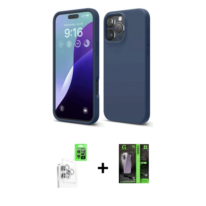 MARSİLYAN™- iPhone 16 Pro Kılıf Ahenk Serisi - Şeffaf 360 Full Body Arka Koruyucu + Raze Metal Kamera Lens - BZ