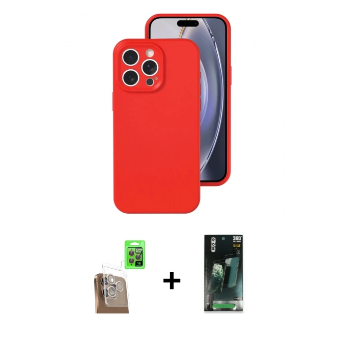 MARSİLYAN™- iPhone 16 Pro Kılıf Ahenk Serisi - Siyah 360 Mat Full Body Arka Koruyucu + Raze Metal Kamera Lens - CLTM