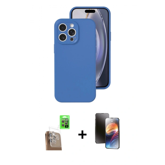 MARSİLYAN™- iPhone 16 Pro Kılıf Ahenk Serisi - Siyah 3D Antistatik Mat Seramik Nano Ekran Koruyucu + Raze Metal Kamera Lens - CLTM
