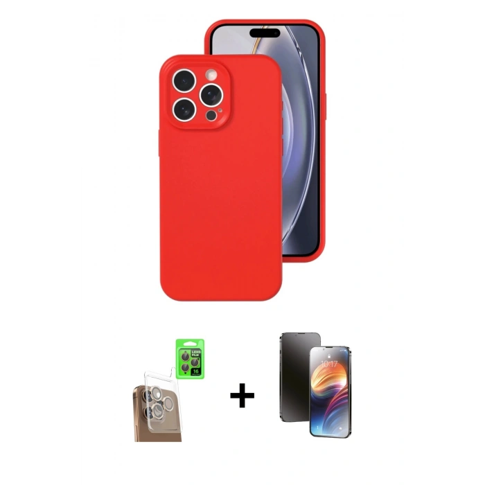 MARSİLYAN™- iPhone 16 Pro Kılıf Ahenk Serisi - Siyah 3D Antistatik Mat Seramik Nano Ekran Koruyucu + Raze Metal Kamera Lens - CLTM