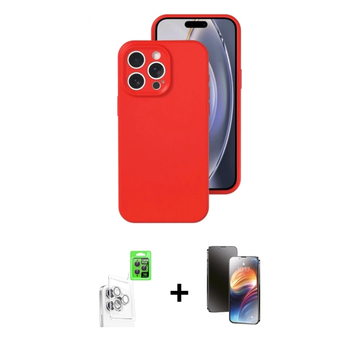 MARSİLYAN™- iPhone 16 Pro Kılıf Ahenk Serisi - Siyah 3D Antistatik Mat Seramik Nano Ekran Koruyucu + Raze Metal Kamera Lens - BZ