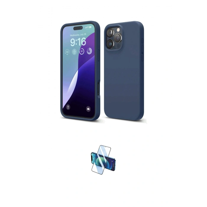 MARSİLYAN™- iPhone 16 Pro Kılıf Ahenk Serisi - Siyah 3D Antistatik Seramik Nano Ekran Koruyucu