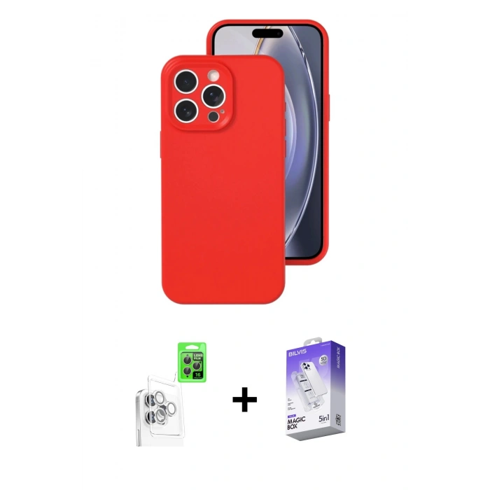 MARSİLYAN™- iPhone 16 Pro Kılıf Ahenk Serisi - Siyah Bilvis 5in1 3D Magic Cam Ekran Koruyucu + Raze Metal Kamera Lens - BZ