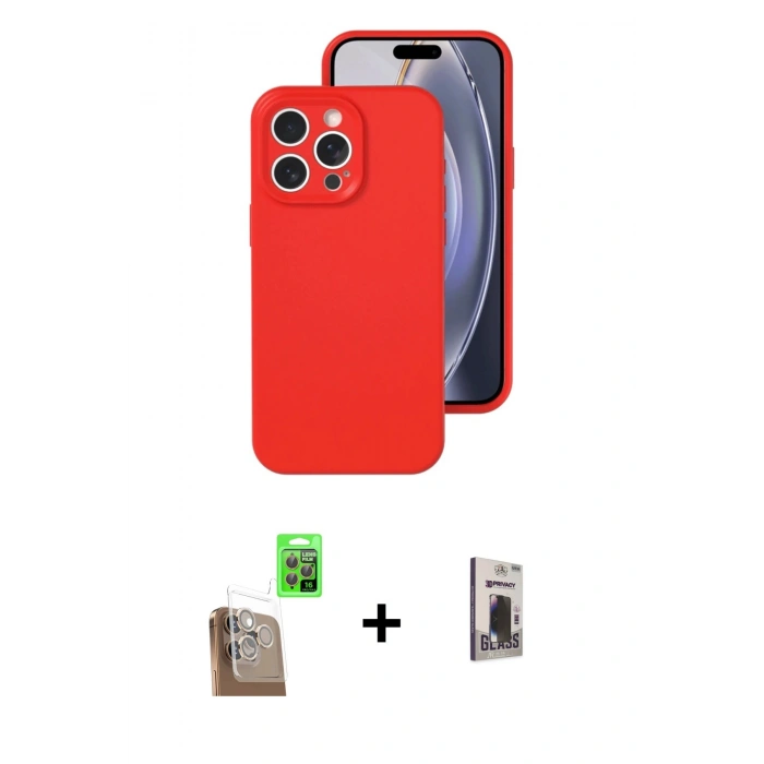 MARSİLYAN™- iPhone 16 Pro Kılıf Ahenk Serisi - Siyah Bilvis Hayalet Cam Ekran Koruyucu + Raze Metal Kamera Lens - CLTM
