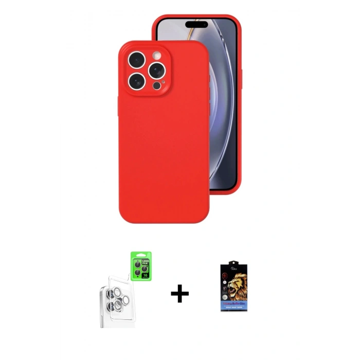 MARSİLYAN™- iPhone 16 Pro Kılıf Ahenk Serisi - Siyah Buffer Hayalet Cam Ekran Koruyucu + Raze Metal Kamera Lens - BZ