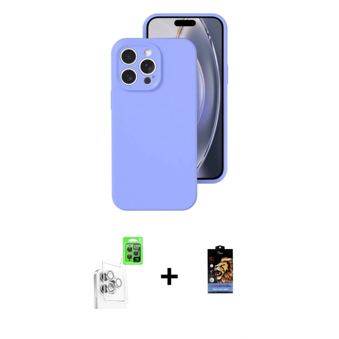 MARSİLYAN™- iPhone 16 Pro Kılıf Ahenk Serisi - Siyah Buffer Hayalet Cam Ekran Koruyucu + Raze Metal Kamera Lens - BZ