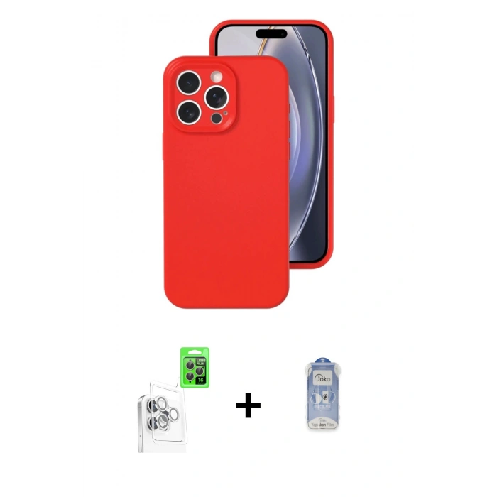 MARSİLYAN™- iPhone 16 Pro Kılıf Ahenk Serisi - Siyah Joko Magic 5D Cam + Raze Metal Kamera Lens - BZ