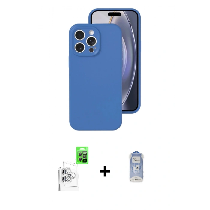MARSİLYAN™- iPhone 16 Pro Kılıf Ahenk Serisi - Siyah Joko Magic 5D Cam + Raze Metal Kamera Lens - BZ