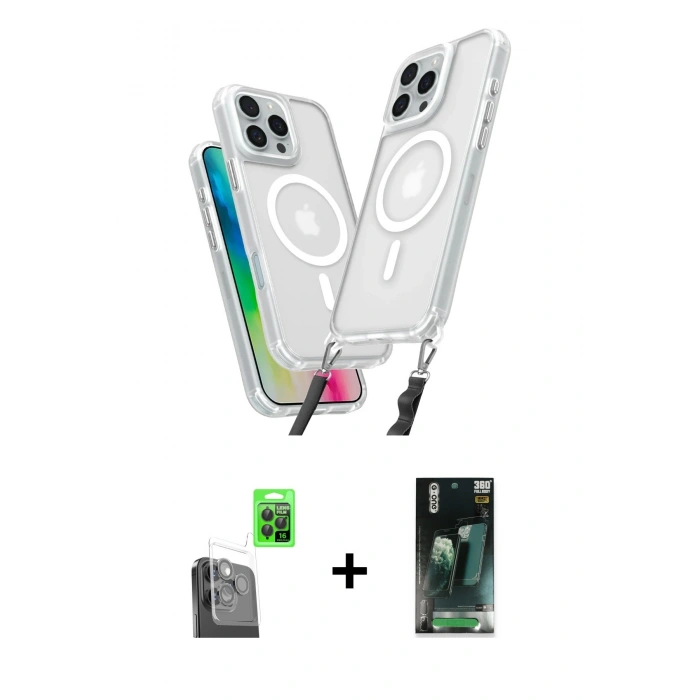 MARSİLYAN™- iPhone 16 Pro Kılıf Atlas Doku Koleksiyonu - Siyah 360 Mat Full Body Arka Koruyucu + Raze Metal Kamera Lens - SH