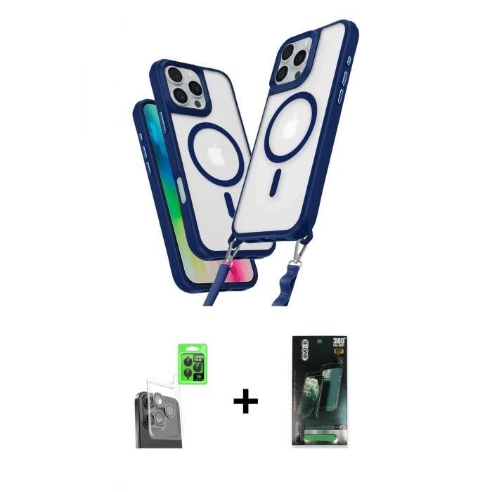 MARSİLYAN™- iPhone 16 Pro Kılıf Atlas Doku Koleksiyonu - Siyah 360 Mat Full Body Arka Koruyucu + Raze Metal Kamera Lens - SH