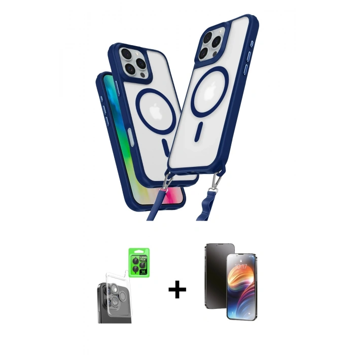 MARSİLYAN™- iPhone 16 Pro Kılıf Atlas Doku Koleksiyonu - Siyah 3D Antistatik Mat Seramik Nano Ekran Koruyucu + Raze Metal Kamera Lens - SH