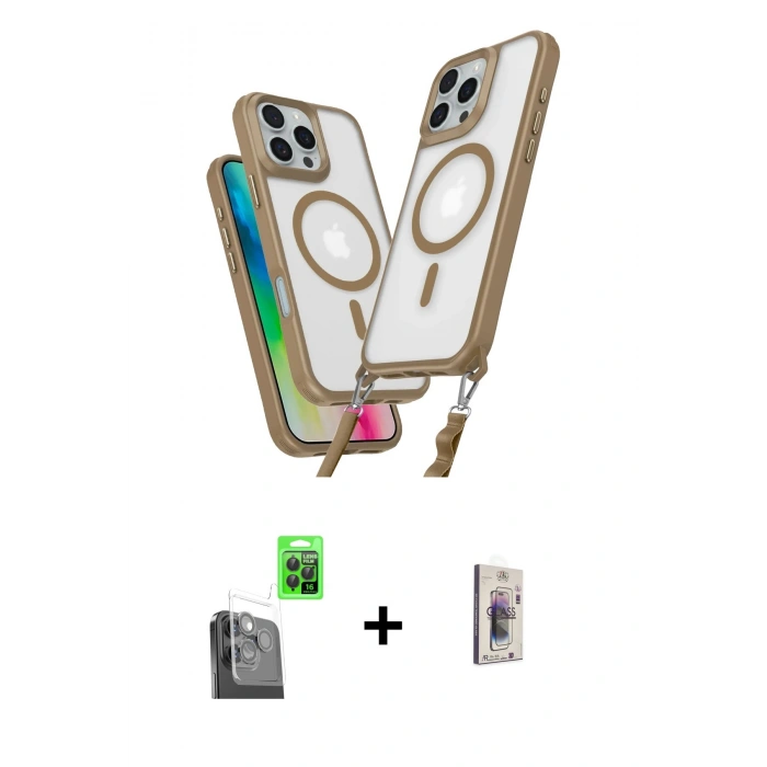 MARSİLYAN™- iPhone 16 Pro Kılıf Atlas Doku Koleksiyonu - Siyah Bilvis 3D Cam Ekran Koruyucu + Raze Metal Kamera Lens - SH