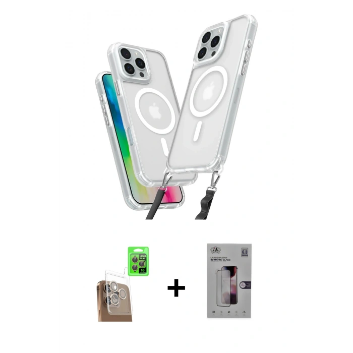 MARSİLYAN™- iPhone 16 Pro Kılıf Atlas Doku Koleksiyonu - Siyah Bilvis 3D Mat Cam Ekran Koruyucu + Raze Metal Kamera Lens - CLTM