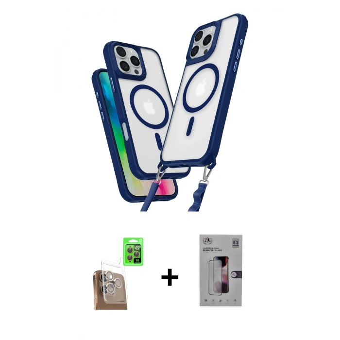 MARSİLYAN™- iPhone 16 Pro Kılıf Atlas Doku Koleksiyonu - Siyah Bilvis 3D Mat Cam Ekran Koruyucu + Raze Metal Kamera Lens - CLTM
