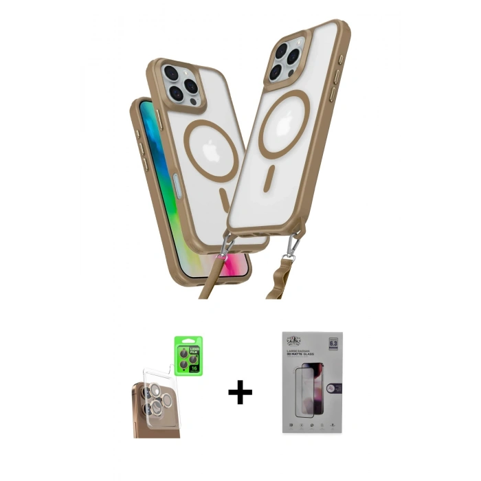 MARSİLYAN™- iPhone 16 Pro Kılıf Atlas Doku Koleksiyonu - Siyah Bilvis 3D Mat Cam Ekran Koruyucu + Raze Metal Kamera Lens - CLTM