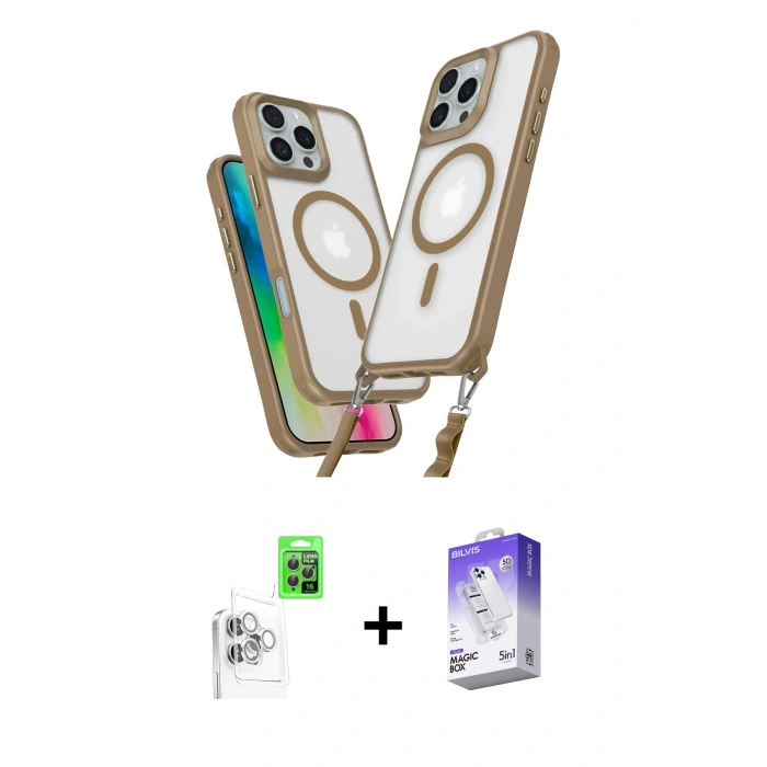 MARSİLYAN™- iPhone 16 Pro Kılıf Atlas Doku Koleksiyonu - Siyah Bilvis 5in1 3D Magic Cam Ekran Koruyucu + Raze Metal Kamera Lens - BZ