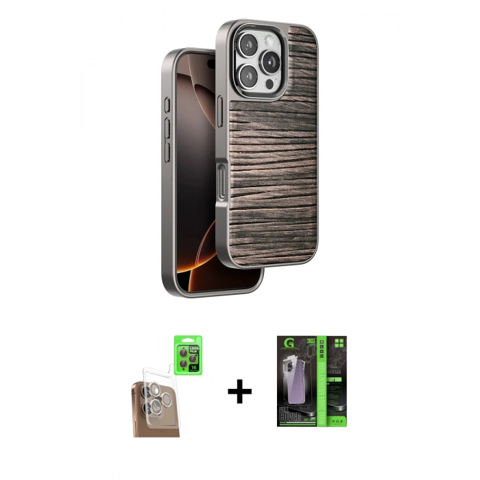 MARSİLYAN™- iPhone 16 Pro Kılıf Atlas Minimal Özel Seri - Şeffaf 360 Full Body Arka Koruyucu + Raze Metal Kamera Lens - CLTM