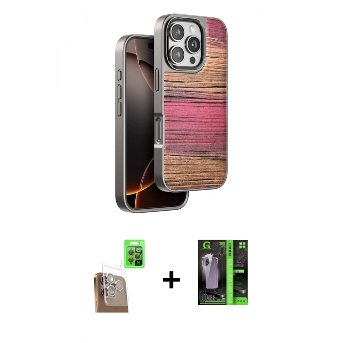 MARSİLYAN™- iPhone 16 Pro Kılıf Atlas Minimal Özel Seri - Şeffaf 360 Full Body Arka Koruyucu + Raze Metal Kamera Lens - CLTM