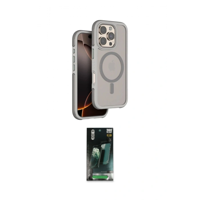 MARSİLYAN™- iPhone 16 Pro Kılıf Çekirdek Minimal Prime - Siyah 360 Mat Full Body Arka Koruyucu