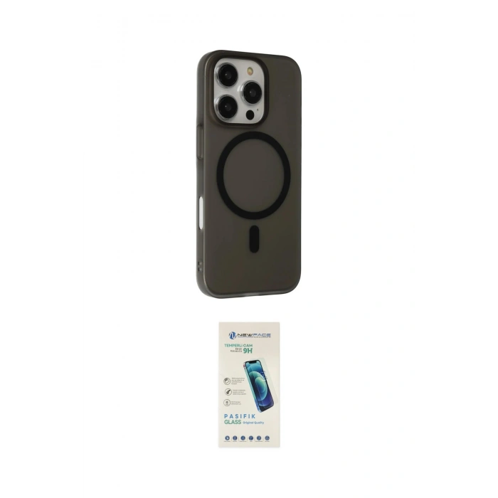 MARSİLYAN™- iPhone 16 Pro Kılıf Çekirdek Modern Prime - Şeffaf Pasifik Cam Ekran Koruyucu