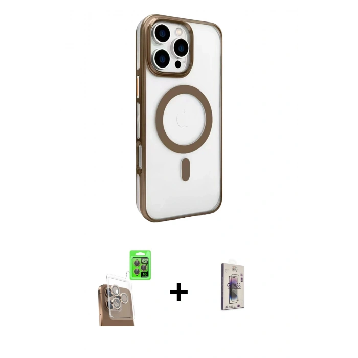 MARSİLYAN™- iPhone 16 Pro Kılıf Doruk Doku Özel Seri - Siyah Bilvis 3D Cam Ekran Koruyucu + Raze Metal Kamera Lens - CLTM