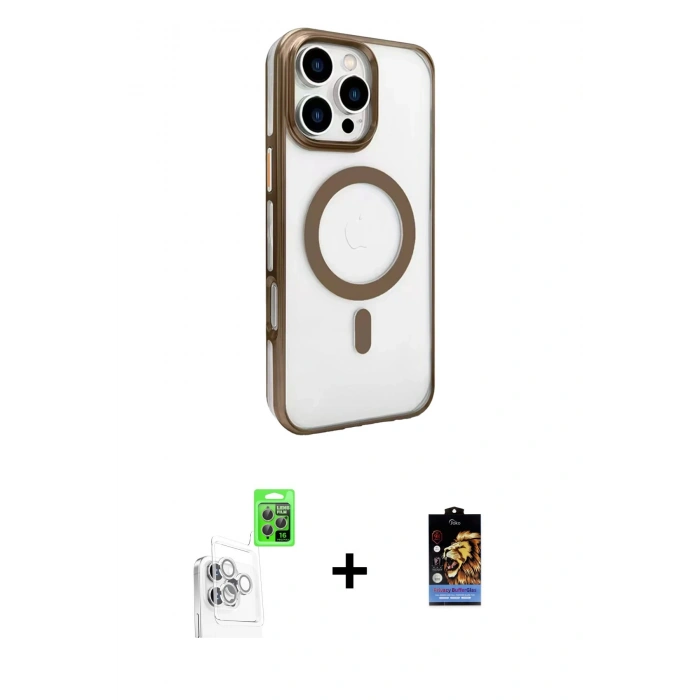 MARSİLYAN™- iPhone 16 Pro Kılıf Doruk Doku Özel Seri - Siyah Buffer Hayalet Cam Ekran Koruyucu + Beyaz Raze Metal Kamera Lens