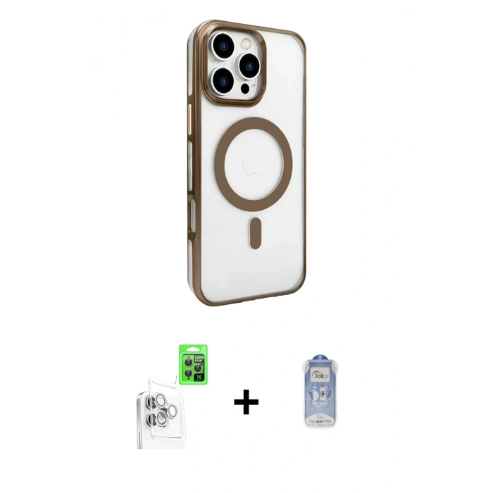 MARSİLYAN™- iPhone 16 Pro Kılıf Doruk Doku Özel Seri - Siyah Joko Magic 5D Cam + Raze Metal Kamera Lens - BZ